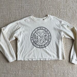 Cream Cropped Vail Colorado Graphic Sweatshirt